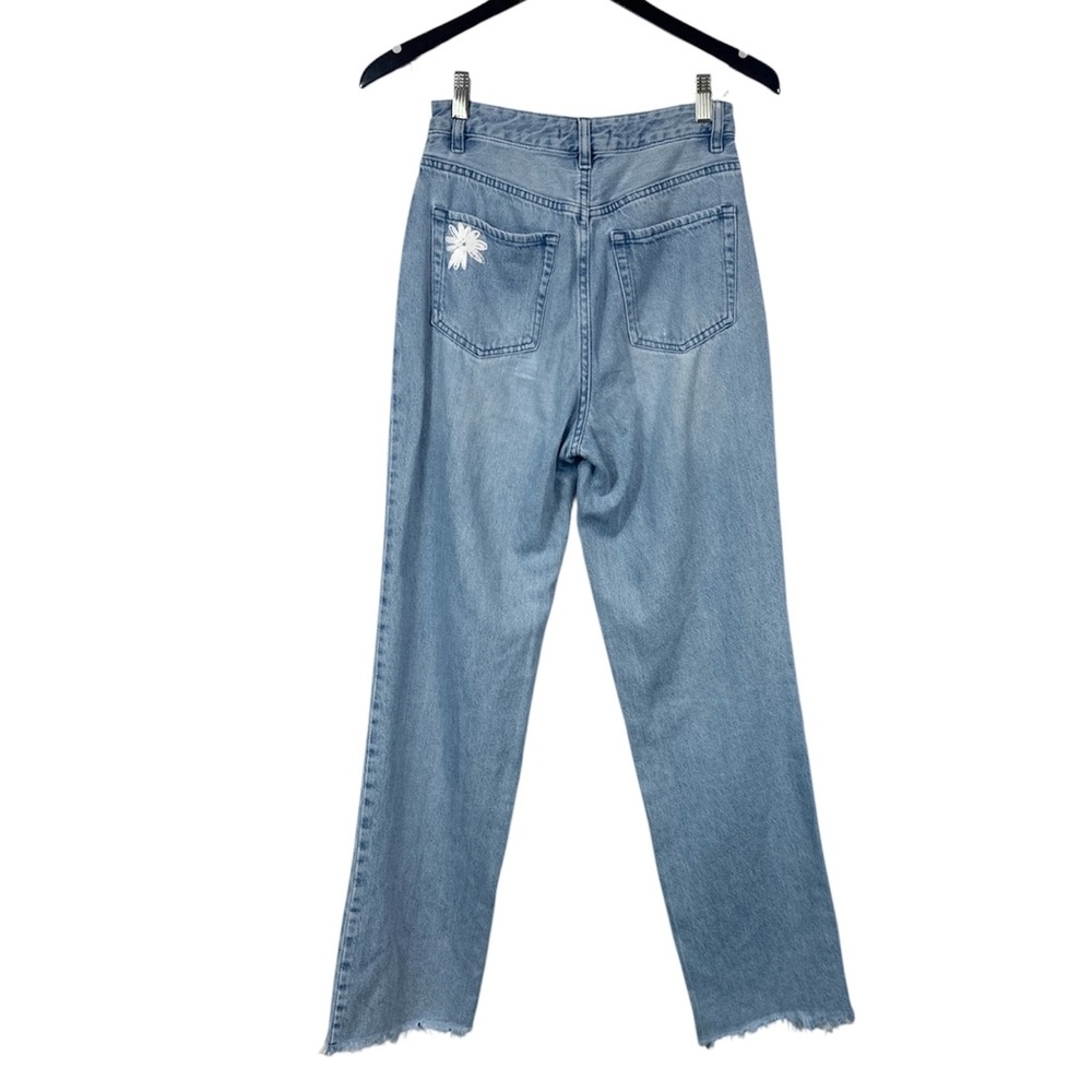 Pacsun 100% Cotton Raw Hem Boyfriend Fit Floral Print Light-wash Jeans Size 26 - Picture 5 of 11